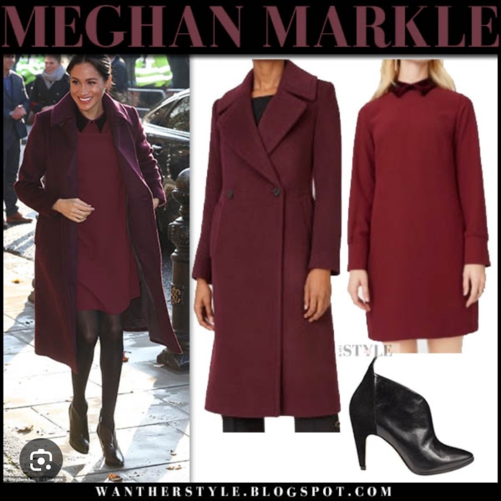 Club Monaco Burgundy ‘Daylina’ Wool Coat ASO Meghan Markle